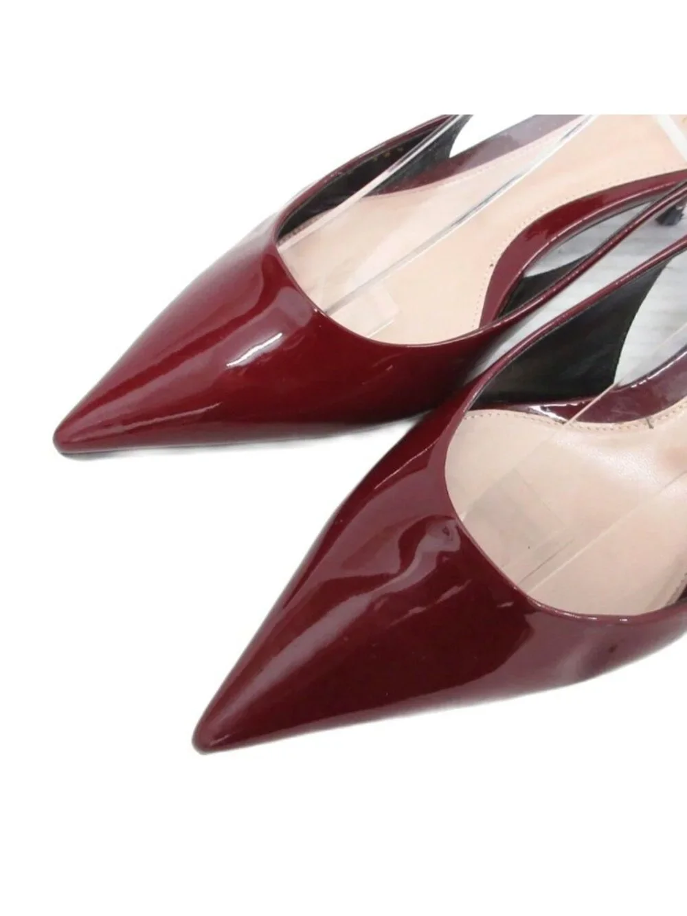 Gucci Signoria Pumps Sling Back Logo Pointed Toe Low Heels Patent Leather